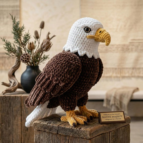 Realistic Bald Eagle Crochet Pattern PDF, Amigurumi Toy, Wildlife Animal Decor (Instant Download)