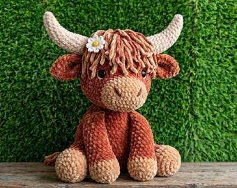 highland cow crochet pattern, highland cow crochet pattern amigurumi, Highland Cow Crochet Pattern Plush Amigurumi PDF | Low Sew Cow Toy