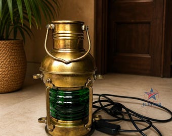 Farol eléctrico de latón vintage, ancla marrón, lámparas antiguas, faroles