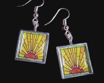 Art Deco Sunrise Earrings -  unique, handmade, gift boxed
