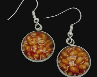 Baked Beans Earrings -  unique, handmade, gift boxed