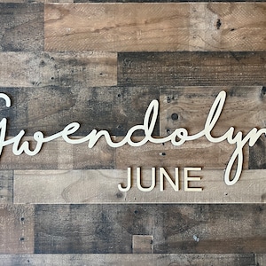 Baby Name Sign for Nursery, Baby, Wood Letters, Custom Name cutout, first and middle, Above the crib, display
