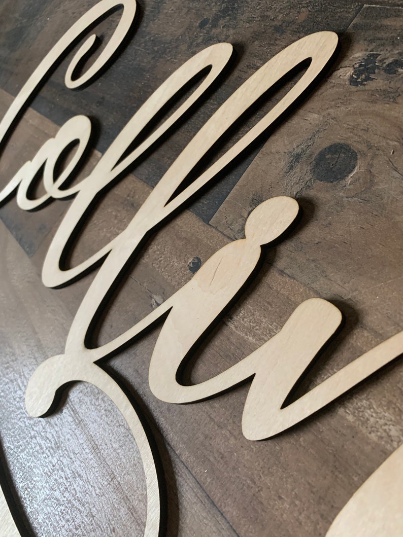 Baby name sign wooden nursery letters above the crib wall Etsy