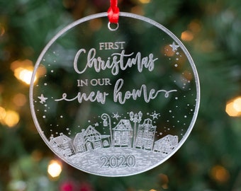 First Christmas in our New Home ornament, realtor closing gift, housewarming present, personalized house, custom, acrylic