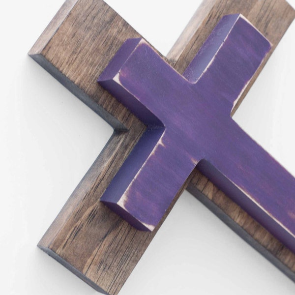 Wood Cross Wall Hanging, Wooden cross, decorative cross decor, Easter decor, Painted Cross, Christian gift, Baptism Gift