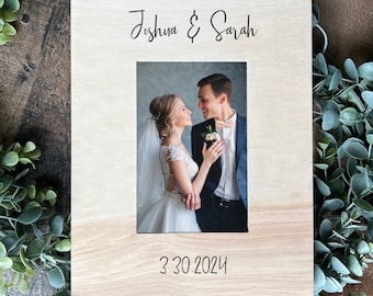 Couple Wedding Gift Personalized Picture Frame, Newlyweds Present, Bridal Shower, New Last Name, Parents Gift, Wood Anniversary