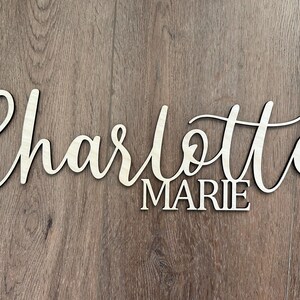 Wood Name Sign for Nursery or Kids Room, Baby, Wood Letters, Custom Name cutout, first and middle, Above the crib, display