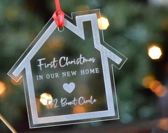 First Christmas in our New Home ornament, realtor closing gift, housewarming present, personalized house, custom, acrylic