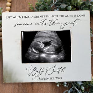 Pregnancy announcement for great-grandparent picture frame, ultrasound, new grandma grandpa, first great grandchild, baby coming, promoted