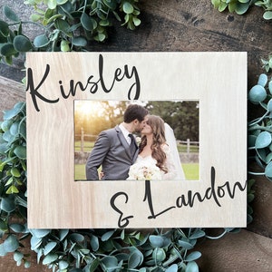 Couple Engagement Gift Personalized Picture Frame, Newlyweds Present, Bridal Shower, New Last Name, Parents Gift, Wood Anniversary, Wedding