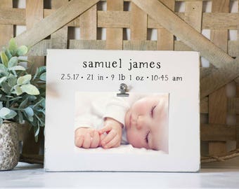 Birth Stats Picture Frame Sign, Newborn picture frame, new baby gift, hospital photo, baby shower gift, birth stats sign, engraved wood