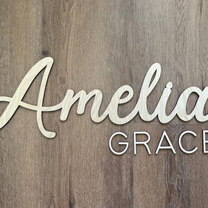 Wood Baby name sign, wooden nursery letters, above the crib wall decor, laser cutout baby girl kids room