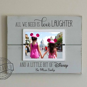 Disney Picture Frame, Personalized Family, Christmas Gift, Family Vacation, Love Laugh Disney, Cute Disney Family Gift, disney trip image 1