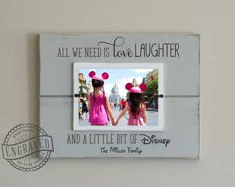 Disney Picture Frame, Personalized Family, Christmas Gift, Family Vacation, Love Laugh Disney, Cute Disney Family Gift, disney trip