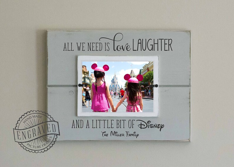 Disney Picture Frame, Personalized Family, Christmas Gift, Family Vacation, Love Laugh Disney, Cute Disney Family Gift, disney trip image 1