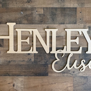 Wood Baby Name Sign for Over the Crib, First and Middle Name, Nursery Display, Kids Rooms, Personalized