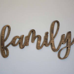 Family Wood Cutout, Gallery Wall Sign, Wooden Family word, calligraphy wood family, mothers day gift, christmas gift, family love