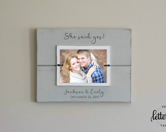 Engaged Picture Frame, Engagement Personalized Photo Frame, Engagement gift, Wedding Shower Display Present, She said yes, Custom Frame