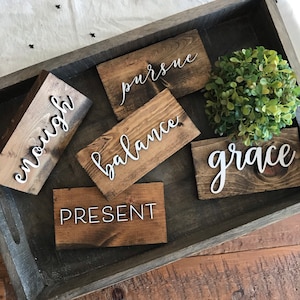 One Little Word Inspirational Wood Block, Word of the Year, Encouragement Gift, Shelf Sitter, Resolution, Inspiration, Life Motto, Goals