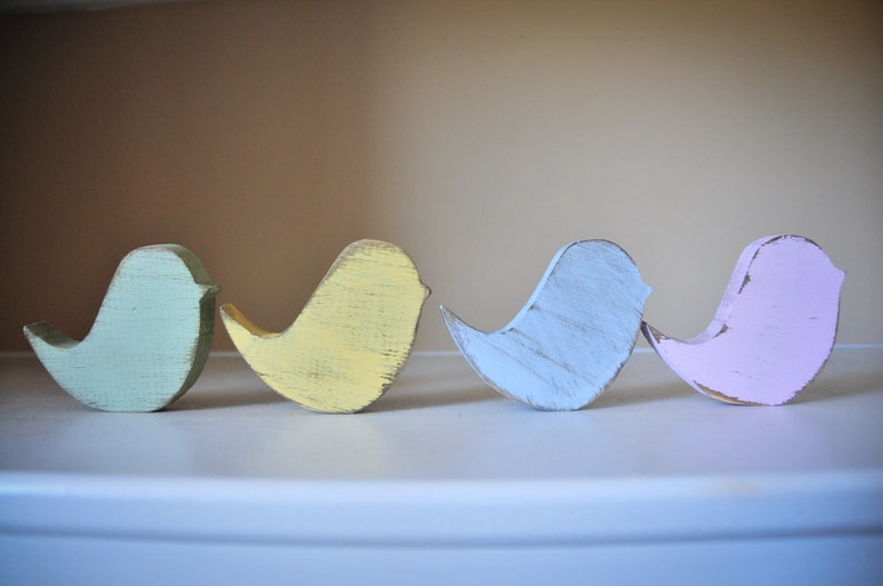 Wood Birds Nursery Decor, wooden birds, small bird, cottage style, girl nursery, boy nursery, spring decor image 3