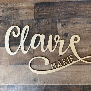 Baby name sign, wooden nursery letters, above the crib wall decor, calligraphy baby girl kids room
