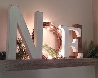Noel Letters, Noel Wreath Sign, Christmas Decor, Mantle Decor, Christmas Gift,  Noel Sign With LIGHTS