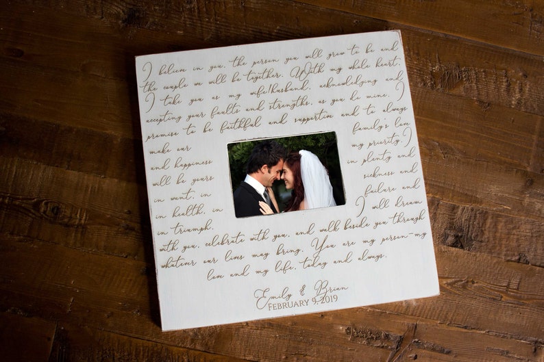 Wedding Vows Picture Frame Art, Custom Wedding Vows, Personalized photo frame, Wedding Gift, Anniversary Gift, Wedding Date Frame image 1