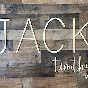 Wood Name Sign for Nursery, Baby, Wood Letters, custom Name cutout, first and middle, Above the crib, display