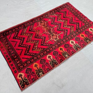 3x5 Unique Turkmani Rug | Handmade Tribal Vintage Rug | Custom Size Rug | Geometric Zig-Zag Design Wool Carpet | Boho Nomad Floor Decor