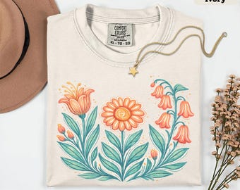 Comfort Colors® NO WORDS Subtle Anti Trump Shirt, Foxglove Daisy Tulip T-shirt, FDT Shirt