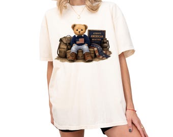 Comfort Colors® Patriotic Bear Shirt, Americana Teddy Bear Shirt, USA Flag Bear Tee,Family Matching 4th of July Outfit, Fourth of July Shirt