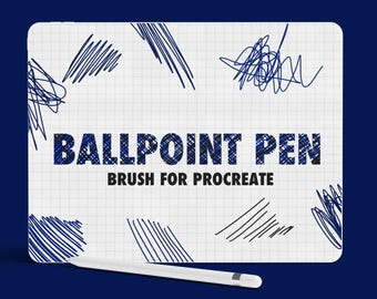 Ballpoint Pen Procreate Brush | Realistic Sketch, Line Art Tool (Digital Download)