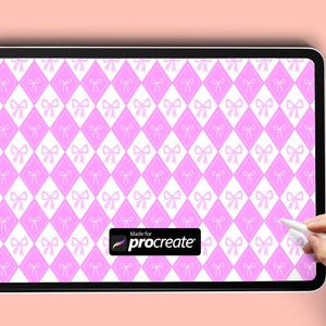 Pennello Procreate con motivo a rombi Coquette / Strumento di design femminile senza soluzione di continuità (Download immediato)