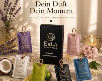 Duftsäckchen Set 6 Düfte – Schrankduft Geschenkset – Auto Koffer Handtasche – Natürliche Öle – Langanhaltend –Plastikfrei- für jeden Anlass!
