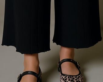 アニマルプリントのフェイクポニーファーメリージェーンパンプス – スクエアトゥのデイリーカジュアルシューズ