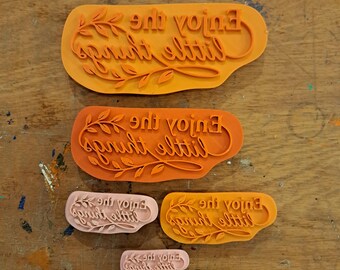 Enjoy the Little Things – 3D‑Printed Stamp | Pottery Texture Tool | Clay Stamp with Text | Handmade Ceramics Tool