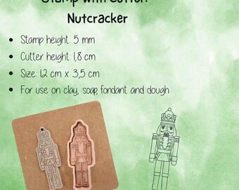Nutcracker Stamp & Cutter – 10×8 cm – Food Safe – For Clay, Handmade Soap, Fondant and Dough – Made to Order