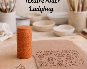 Ladybug Texture Roller for Clay – emboss Pattern Roller for Pottery, Ceramics, Polymer Clay & Fondant – 8 cm