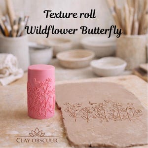 Wildflower Butterfly Texture Roller for Clay – Deboss Pattern Roller for Pottery, Ceramics, Polymer Clay & Fondant – 8 cm