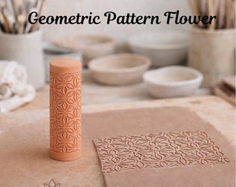 geometric pattern flowerTexture Roller for Clay – emboss Pattern Roller for Pottery, Ceramics, Polymer Clay & Fondant