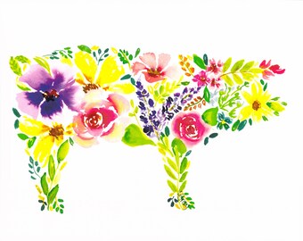 Watercolor Pig DIGITAL File
