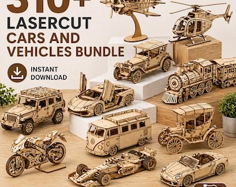 310+ Laser Cut Cars Vehicles Bundle | CNC Wood Toy Plans (Digital Download)