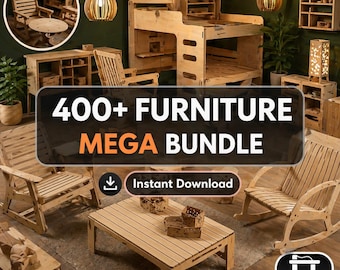 400+ Furniture Laser Cut Bundle SVG | CNC Wood Plans, DXF Files (Digital Download)