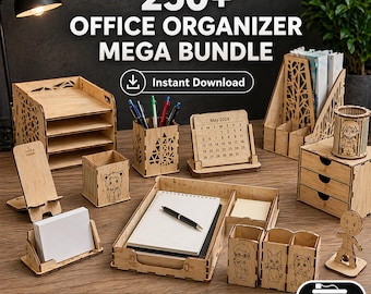 250+ Office Organizer SVG Bundle | Laser Cut Desk Files, CNC Woodworking DXF (Digital Download)