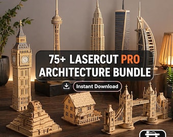 Architecture Laser Cut Bundle | 75+ Landmark CNC Files (Digital Download)