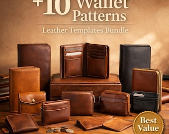 20 Leather Wallet Patterns Bundle | Bifold, Cardholder, Zipper Templates (PDF Download)