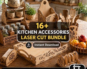 16+ Kitchen Accessories Laser Cut Bundle (svg, dxf, pdf, png, psd)