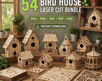 54+ Bird House Laser Cut Bundle | Wooden Birdhouse Plans, CNC Patterns (SVG, DXF)