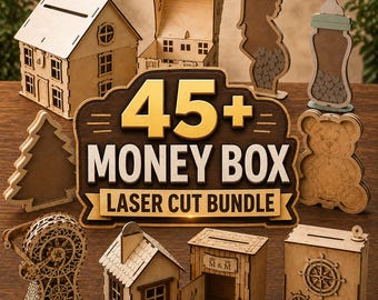 45+ Money Box Laser Cut Bundle | Coin Bank SVG DXF Files (Digital Download)
