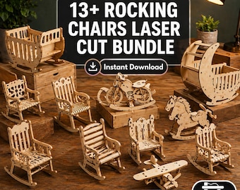 13+ Rocking Chairs Laser Cut Bundle | Woodworking Patterns, SVG, DXF (Digital Download)